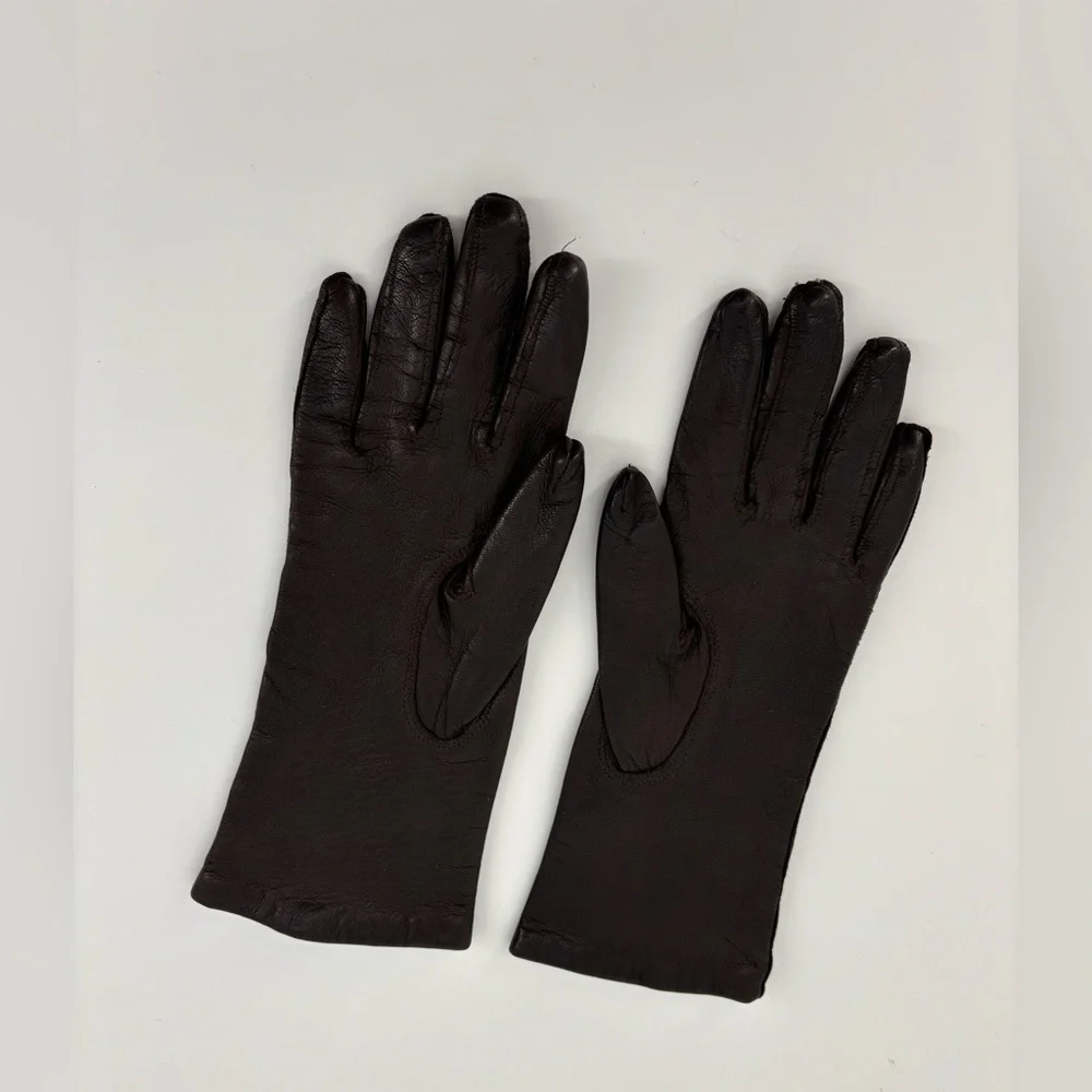 Vintage Brown-Black Leather Gloves – Size 6½